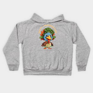 Funny broccoli thanksgiving turkey Kids Hoodie